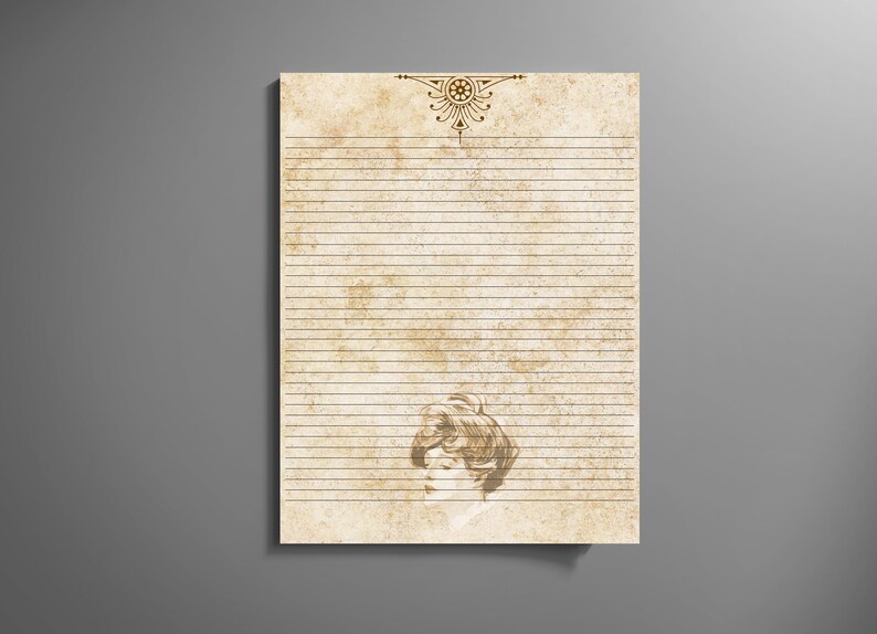 Gibson Girl Lined Stationary, Printable Stationary, A4 and Letter Size ...