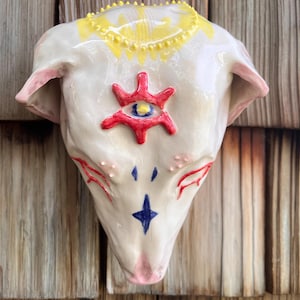 Handmade Ceramic Catherine The Dog Head Wall Hanging Sculpture