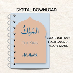 99 Names of Allah art | 99 Names of Allah Cards | Blue Pink - Arabic text, English Transliteration, English Translation - Digital Download