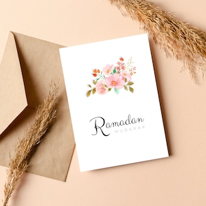 Cartão para impressão do Ramadã, presentes do Ramadã, cartões islâmicos para Ramadan Mubarak, download digital islâmico moderno 5x7
