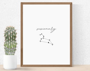 Visionary, Wall Art, Poster Print, Typography Wall Decor, Digital Download, Modern Wall Decor, Black and White Wall Art