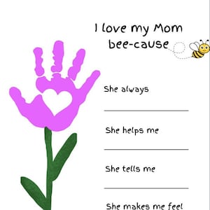 Mothers Day hand print craft in English and Spanish