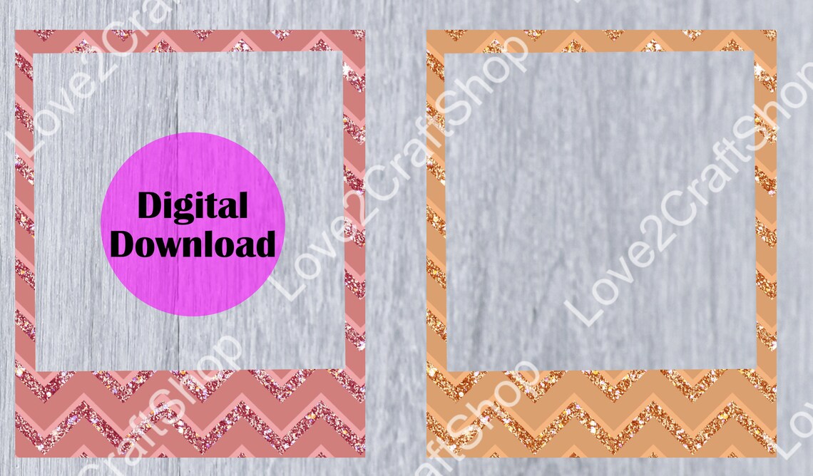 12 Chevron Photo Frames PNG / Polaroid Frames / Photo Frames / Etsy