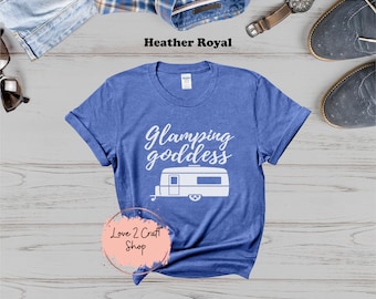 Camiseta Glamping Goddess Linda camisa de camping con diseño de remolque de viaje Camisa glamping perfecta para aventuras al aire libre y campistas con estilo