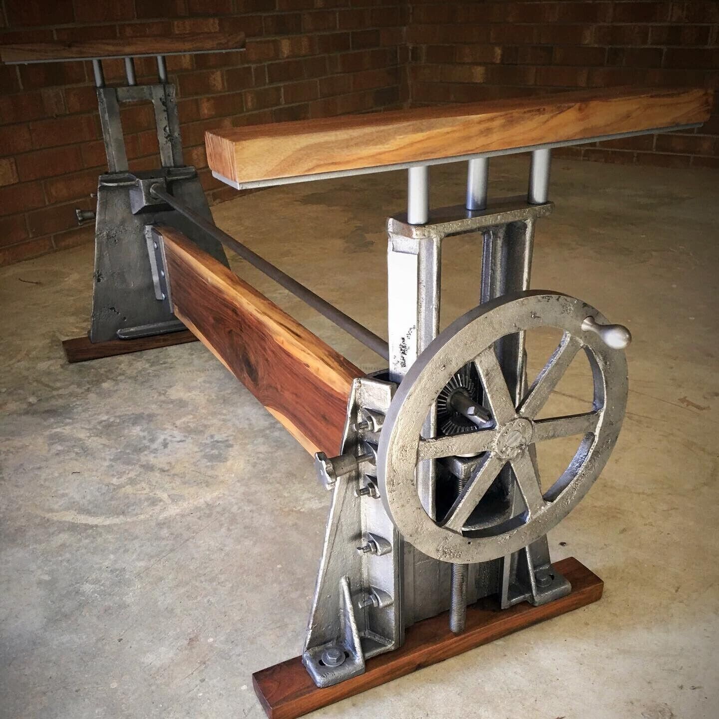 Beach Manufacturing Co. Cast Iron and Black Walnut Crank Table Base Etsy
