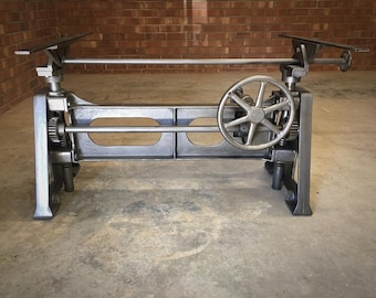 The Oakley Company Cast Iron Crank Table Machine Base Dining Table