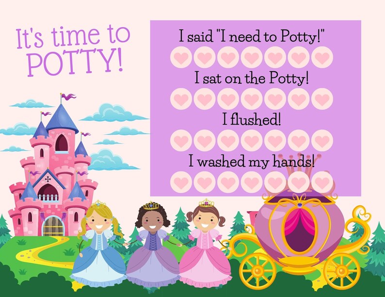 Princess Potty Training Chart Printable 8.5 X 11 PDF Etsy