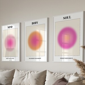 Positive Aura Posters Set Of 3, Spiritual Poster, Grainy Gradient, Gradient Print, Colourful Aura Poster, Trendy Wall Art DIGITAL DOWNLOAD