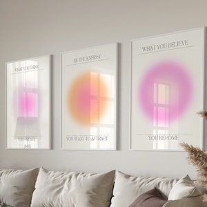 Aura Poster 3 Piece Wall Art, Aura Energy Spiritual Gradient Print, Y2K Decor, Spiritual Poster, Retro Trendy Print, DIGITAL DOWNLOAD