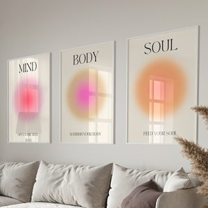 Positive Aura Posters Set Of 3, Spiritual Poster, Grainy Gradient, Gradient Print, Colourful Aura Poster, Trendy Wall Art DIGITAL DOWNLOAD