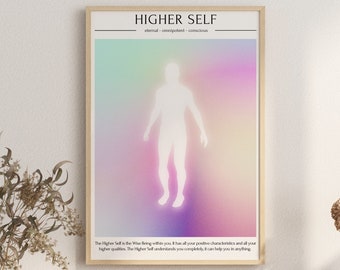Higher Self Aura Poster, Retro Gradient Poster, Affirmation Poster, Retro Aura Gradient, Psychedelic Home Decor, Digital Download