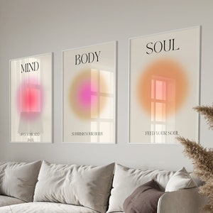 Positive Aura Posters Set Of 3, Spiritual Poster, Grainy Gradient, Gradient Print, Colourful Aura Poster, Trendy Wall Art DIGITAL DOWNLOAD