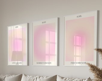 Positive Aura Posters Set Of 3, Spiritual Poster, Grainy Gradient, Gradient Print, Colourful Aura Poster, Trendy Wall Art DIGITAL DOWNLOAD
