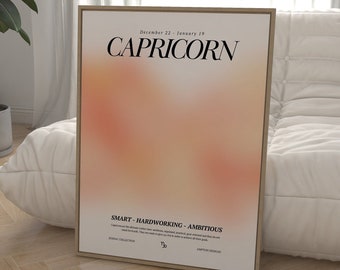 CAPRICORN Star Sign Instant Download Print, Zodiac Art Printable, Spiritual Wall Art, Aura Gradient Poster , DIGITAL DOWNLOAD.