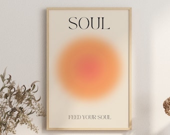 Soul Gradient Aura Poster, Spiritual Print, Trendy Retro Wall Art, Modern Gradient Wall Art, Mind Body Soul, DIGITAL DOWNLOAD
