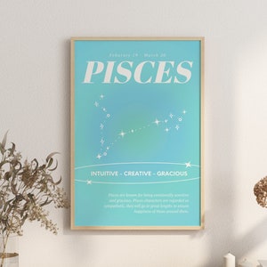 PISCES Star Sign Instant Download Print, Zodiac Art Printable, Spiritual Wall Art, Aura Gradient Poster , DIGITAL DOWNLOAD.
