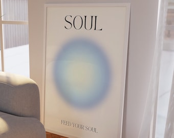 Póster de aura, arte de pared degradado, impresión espiritual, decoración del hogar con degradado de color abstracto, afirmación positiva, energía del aura, DESCARGA DIGITAL