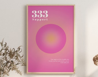 Aura Angel Number Poster 333 Instant Printable Download, Angel Number Wall Art, Purple Gradient Print, Energy Wall Art, Spiritual Poster