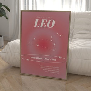 LEO Star Sign Instant Download Print, Zodiac Art Printable, Spiritual