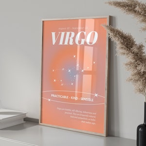 VIRGO Star Sign Instant Download Print, Zodiac Art Printable, Spiritual Wall Art, Aura Gradient Poster , DIGITAL DOWNLOAD.