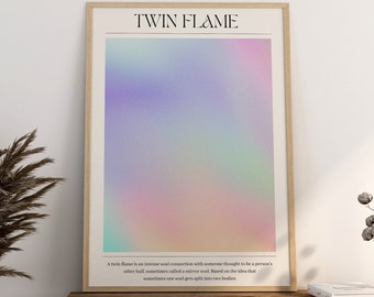 Twin Flame Aura Poster Wall Art, Aura Energy Spiritual Gradient Print, Y2K Decor, Spiritual Poster, Retro Trendy Print, DIGITAL DOWNLOAD