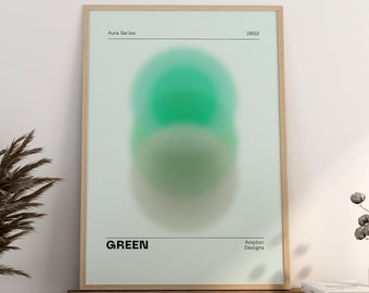 Green Aura Poster, Aura Print, Manifestation Art, 70s Home Decor, Gradient Poster Art, Spiritual Art Print, INSTANT DOWNLOAD