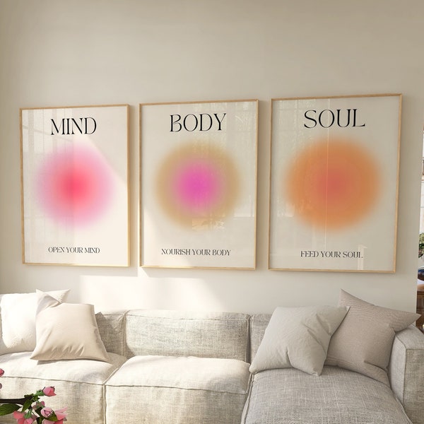 Mind Body Soul Aura Posters, Aura Wall Art, Spiritual Wall Art, Printable Wall Art, Modern Abstract Art, Trendy Wall Art,  DIGITAL DOWNLOAD