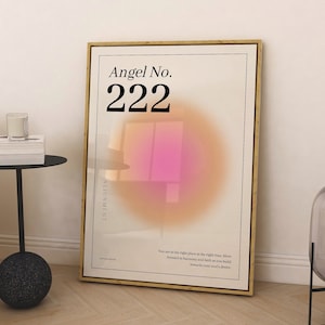 Póster de aura número 222 de ángel, impresión de aura, póster degradado, arte de pared de moda, póster independiente, aura de ángel, póster de dormitorio universitario, DESCARGA DIGITAL