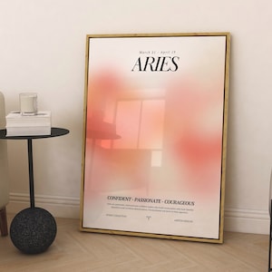 ARIES Star Sign Instant Download Print, Zodiac Art Printable, Spiritual Wall Art, Aura Gradient Poster , DIGITAL DOWNLOAD.
