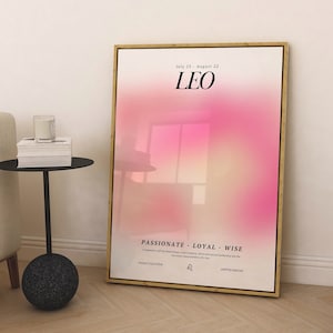 LEO Star Sign Instant Download Print, Zodiac Art Printable, Spiritual Wall Art, Aura Gradient Poster , DIGITAL DOWNLOAD.