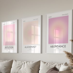 Positive Aura Posters Set Of 3, Spiritual Poster, Grainy Gradient, Gradient Print, Angel Number Poster, Trendy Wall Art DIGITAL DOWNLOAD