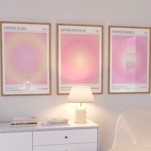 Positive Aura Posters Set Of 3, Spiritual Poster, Grainy Gradient, Gradient Print, Colourful Aura Poster, Trendy Wall Art DIGITAL DOWNLOAD