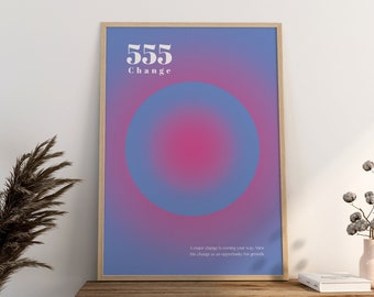 Gradient Aura Angel Number 555 Printables, Angel Number Poster, Pink Angel Number Wall Art, Energy Poster, Aura Abstract Print, DOWNLOAD