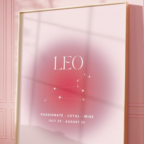 LEO Star Sign Instant Download Print Zodiac Art Printable Etsy