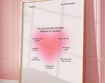 Love Yourself Self Improvement Aura Poster - Retro Print - Affirmation Wall Art - Aura Wall Art - Trendy Decor - Gradient - Digital Download