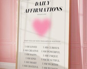 Daily Affirmations Aura Poster, Affirmation Print, Mental Health Poster, Therapy Poster, Spiritual Poster, DIGITAL DOWNLOAD