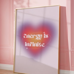 Téléchargement instantané d&#39;affiche d&#39;affirmation de dégradé granuleux rose, affiche d&#39;énergie, affiche d&#39;aura rétro, art mural spirituel, impression d&#39;aura rose.