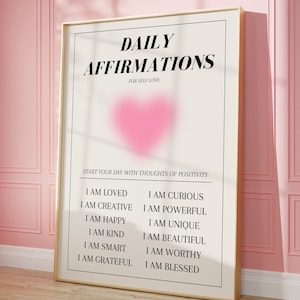 Daily Affirmations Aura Poster, Affirmation Print, Mental Health Poster, Therapy Poster, Spiritual Poster, DIGITAL DOWNLOAD image 1