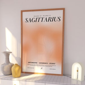 SAGITTARIUS Star Sign Instant Download Print, Zodiac Art Printable, Spiritual Wall Art, Aura Gradient Poster , DIGITAL DOWNLOAD.