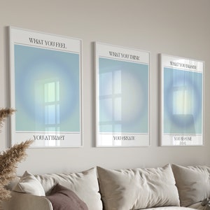 Aura Poster 3 Piece Wall Art, Aura Energy Spiritual Gradient Print, Y2K Decor, Spiritual Poster, Retro Trendy Print, DIGITAL DOWNLOAD