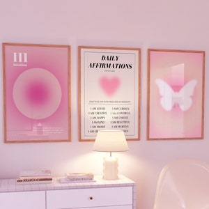 Pink Aura Poster Set, Set of 3 Affirmation Poster, Trust Graident Poster Set, Retro Aura Poster, Spiritual Wall Art, DIGITAL DOWNLOAD