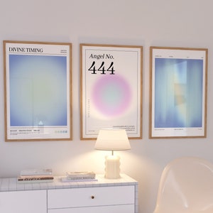 Aura Posters Set Of Three Prints, Blue Positive Art, Blue Positive Art, College Posters, Trendy Wall Art Set, Y2k Poster DIGITAL DOWNLOAD