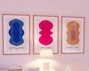 Positive Aura Posters Set Of 3, Spiritual Poster, Grainy Gradient, Gradient Print, Colourful Aura Poster, Trendy Wall Art DIGITAL DOWNLOAD