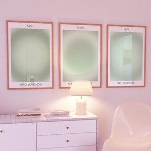 Green Aura Poster Set, Set of 3 Affirmation Poster, Trust Gradient Poster Set, Retro Aura Poster, Spiritual Wall Art, DIGITAL DOWNLOAD