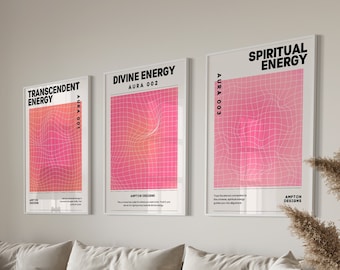 Positive Aura Posters Set Of 3, Spiritual Poster, Grainy Gradient, Gradient Print, Colourful Aura Poster, Trendy Wall Art DIGITAL DOWNLOAD