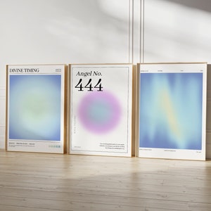 Aura Posters Set Of Three Prints, Blue Positive Art, Blue Positive Art, College Posters, Trendy Wall Art Set, Y2k Poster DIGITAL DOWNLOAD