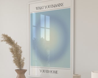 Póster de aura, arte de pared degradado, impresión espiritual, decoración del hogar con degradado de color abstracto, afirmación positiva, energía del aura, DESCARGA DIGITAL