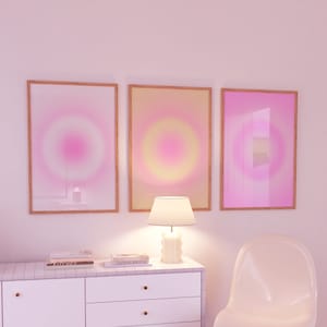 Set Of 3 Posters Positive Aura Posters, Angel Numbers Gradient Print, Spiritual Wall Art, Trendy Retro Wall Art, DIGITAL DOWNLOAD