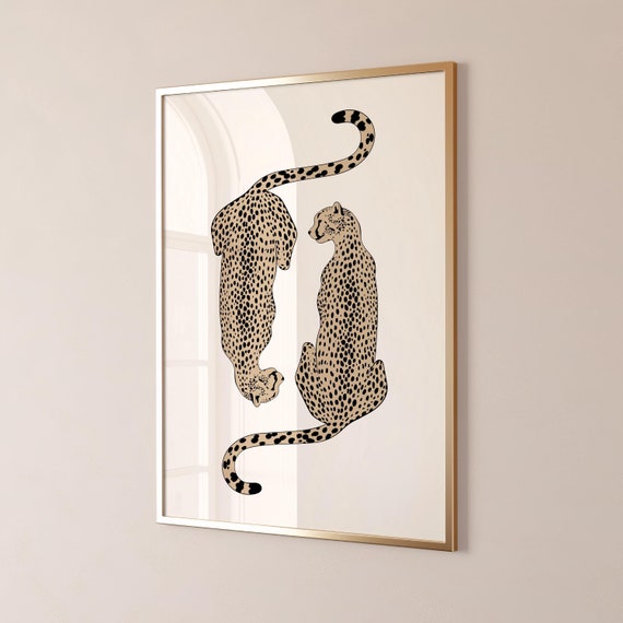 Trendy Leopard Wall Art, Cheetah Wall Art, Preppy Wall Art, Retro Poster, Aesthetic Apartment Decor, Maximalist Wall Art, DIGITAL DOWNLOAD