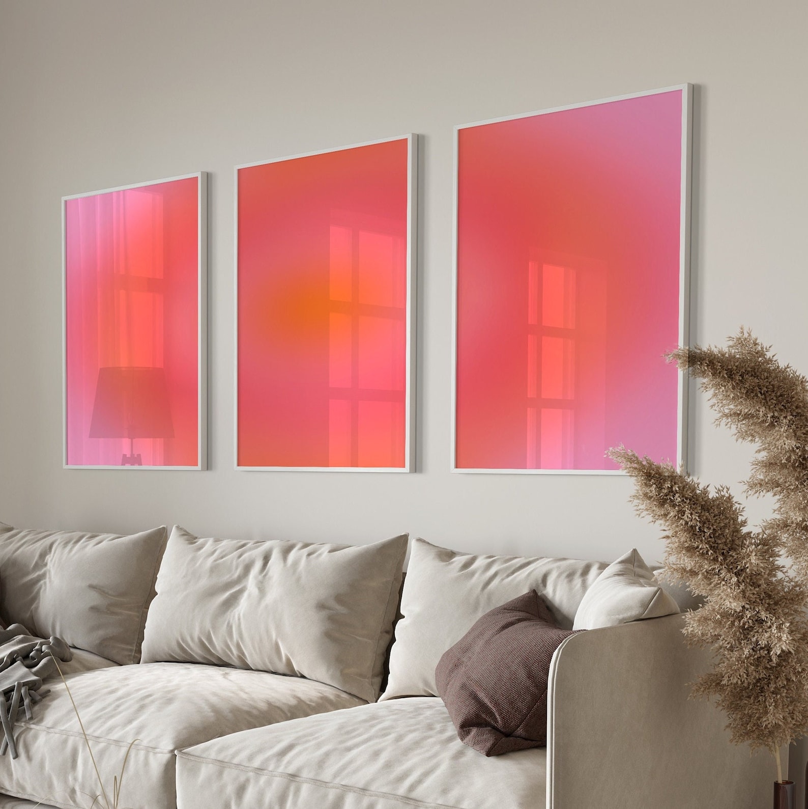 Set of 3 Positive Aura Poster Gradient Gallery, Abstract Gradient ...